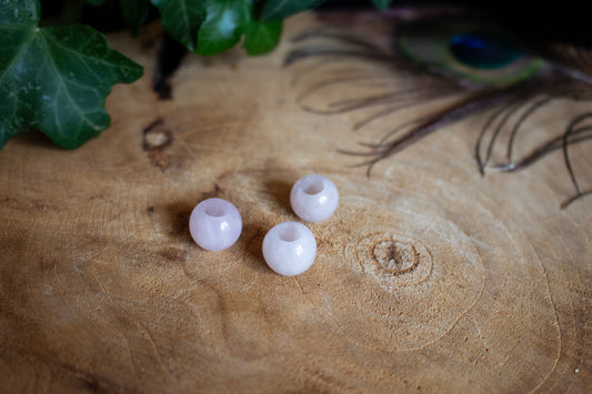 Set of Three Rose Quartz Dreadlock Beads