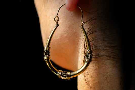 Brass Tribal Hoop Earrings