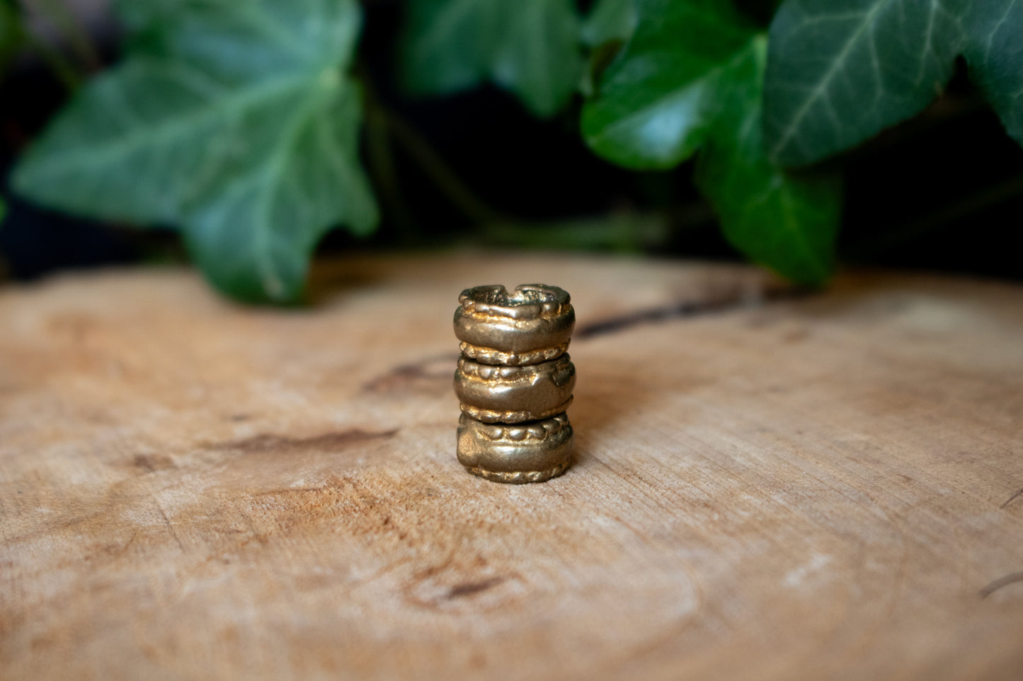 Set of Three Brass Beaded Dreadlock Rings