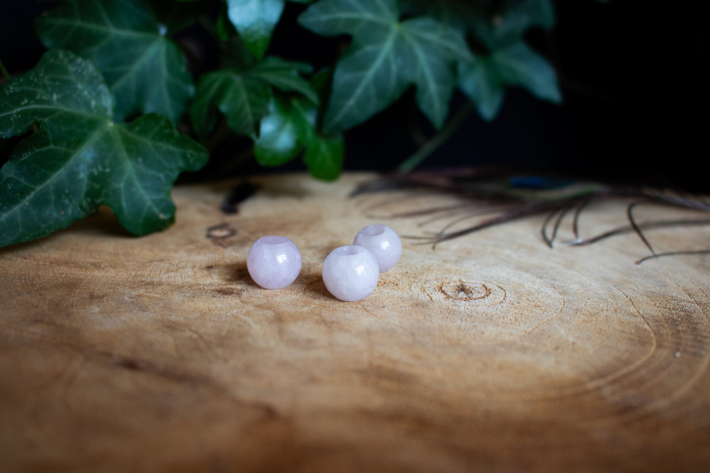 Set of Three Rose Quartz Dreadlock Beads