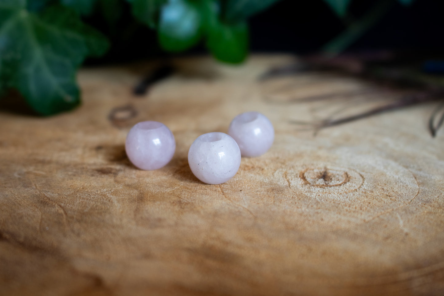 Set of Three Rose Quartz Dreadlock Beads