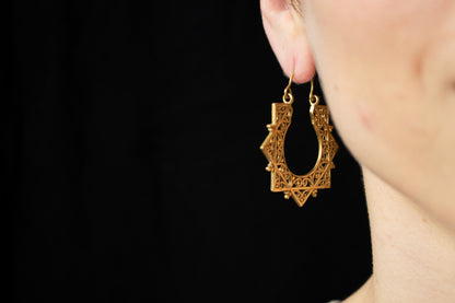 Mandala Brass Hoop Earrings